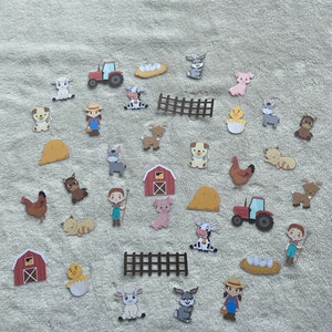 Lot 36 confettis/découpes thème ferme-animaux, tracteur-décoration table anniversaire-baptême