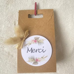 Lotto di 10 sacchetti kraft con fiori secchi - grazie - regalo per gli invitati al matrimonio - compleanno - matrimonio
