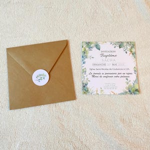 Faire part eucalyptus baptême-anniversaire personnalisé