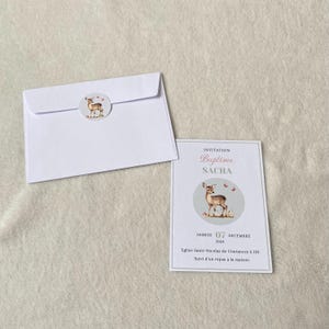 Faire part baptême-anniversaire personnalisé faon