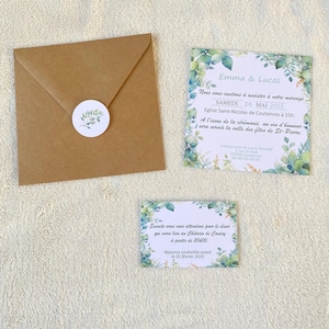 Faire part eucalyptus mariage personnalisé