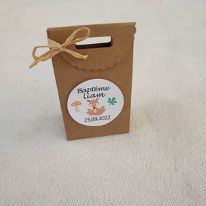 Box-pouch kraft bag fox baptism-birthday-wedding decoration