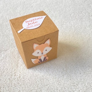 Boîte à dragées renard personnalisée-anniversaire-baptême modèle renard au choix