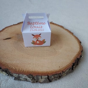 Boîte à dragées renard personnalisée-anniversaire-baptême
