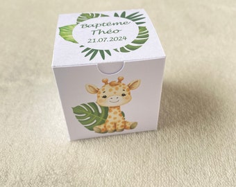 Scatolina portaconfetti personalizzata battesimo-compleanno con giraffa