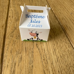 Boîte à dragées vache personnalisée coloris au choix