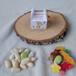 Boîte à dragées faon personnalisée-anniversaire-baptême