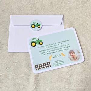 Faire part tracteur ferme -baptême-invitation anniversaire