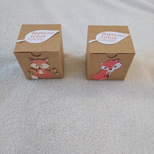 Personalized fox favor box-birthday-baptism fox model of your choice