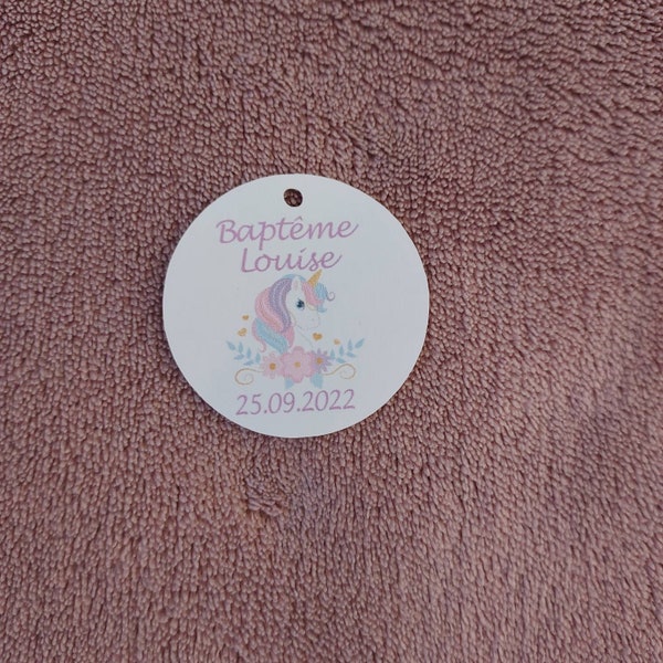 Lot 20 étiquettes personnalisées licorne pour sachet de baptême anniversaire