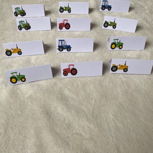 Lot 12 marque places tracteur-anniversaire-baptême