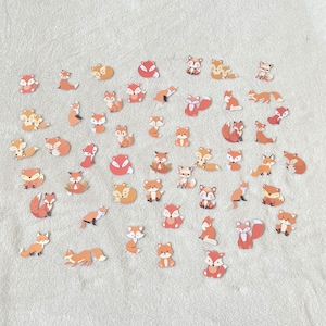 Lot 50 die cuts/découpes/décoration renards scrapbooking faire part de naissance-album photo-carte-baptême-décoration table-anniversaire