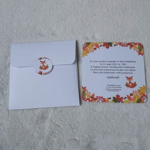 Faire part baptême-anniversaire personnalisé renard