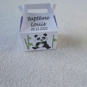 Boite à dragées panda personnalisée-baptême-anniversaire