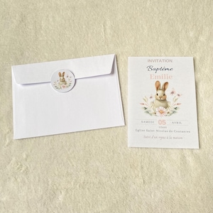 Faire part baptême-anniversaire personnalisé lapin