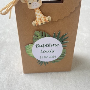 Pochette-boîte -sachet kraft girafe-baptême-anniversaire