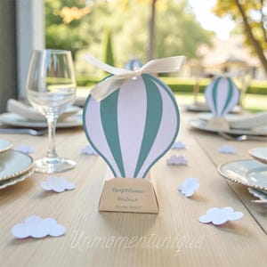 Scatola portaconfetti mongolfiera verde – personalizzata con nome per battesimo, compleanno, comunione – Scatola portaconfetti – Unmomentunique
