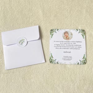 Faire part eucalyptus-baptême-invitation anniversaire-mariage-départ retraite-communion