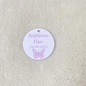 Lot 20 étiquettes personnalisées papillon-baptême fille