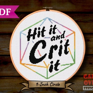 Hit It and Crit It - Cross Stitch Pattern for 9-Inch Hoop