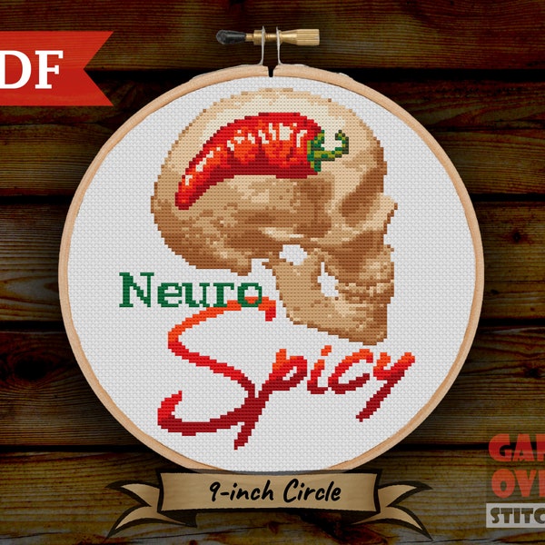 Neurospicy - Cross Stitch Pattern for 9-Inch Hoop