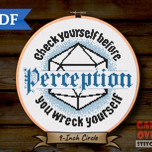 Perception - Check Yourself - Cross Stitch Pattern for 9-Inch Hoop