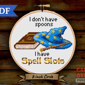 Spell Slots - Cross Stitch Pattern for 8-Inch Hoop