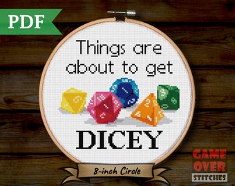 About To Get Dicey - Cross Stitch Pattern for 8-Inch Hoop