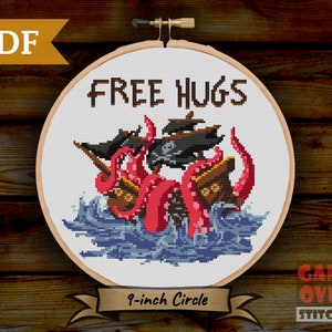 Free Hugs - Cross Stitch Pattern for 9-Inch Hoop