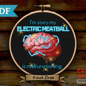 Electric Meatball - Cross Stitch Pattern for 9-Inch Hoop