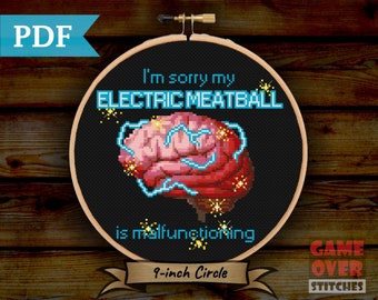 Electric Meatball - Cross Stitch Pattern for 9-Inch Hoop