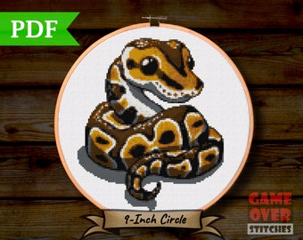 Baby Ball Python (L) - Cross Stitch Pattern for 9-Inch Hoop