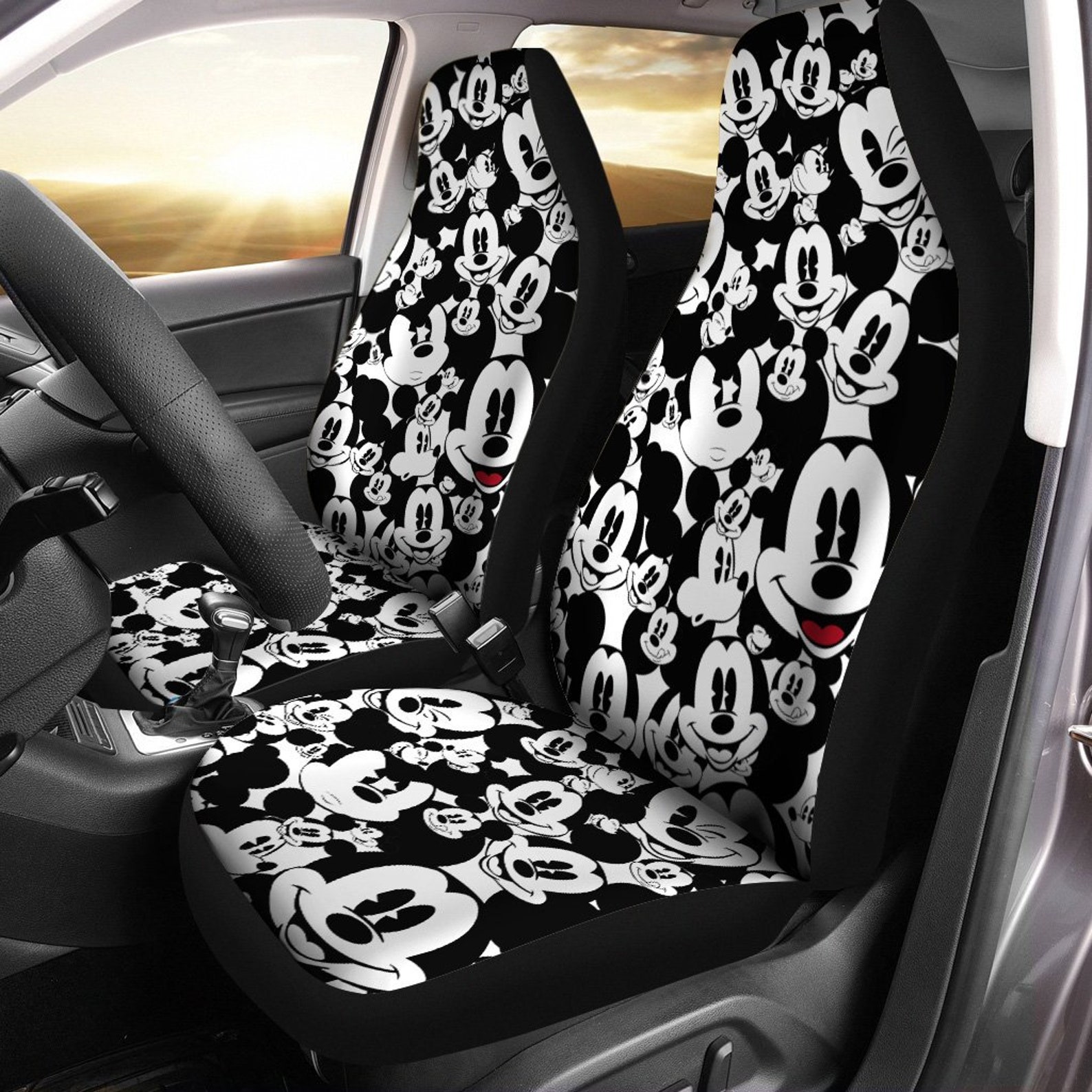 Disney Mickey Pattern Car Seat Covers Seat Covers Pair 2 Etsy