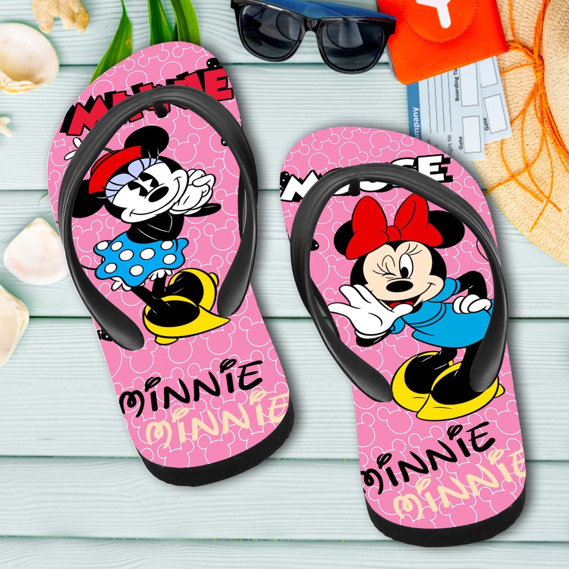 Disney Minnie Mickey Flip Flops Summer Flip Flops Disney Etsy