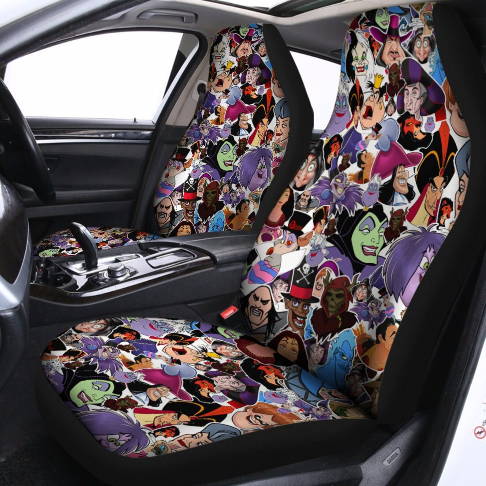Disney Villains Car Seat Covers Seat Covers Pair 2 Front Car Etsy