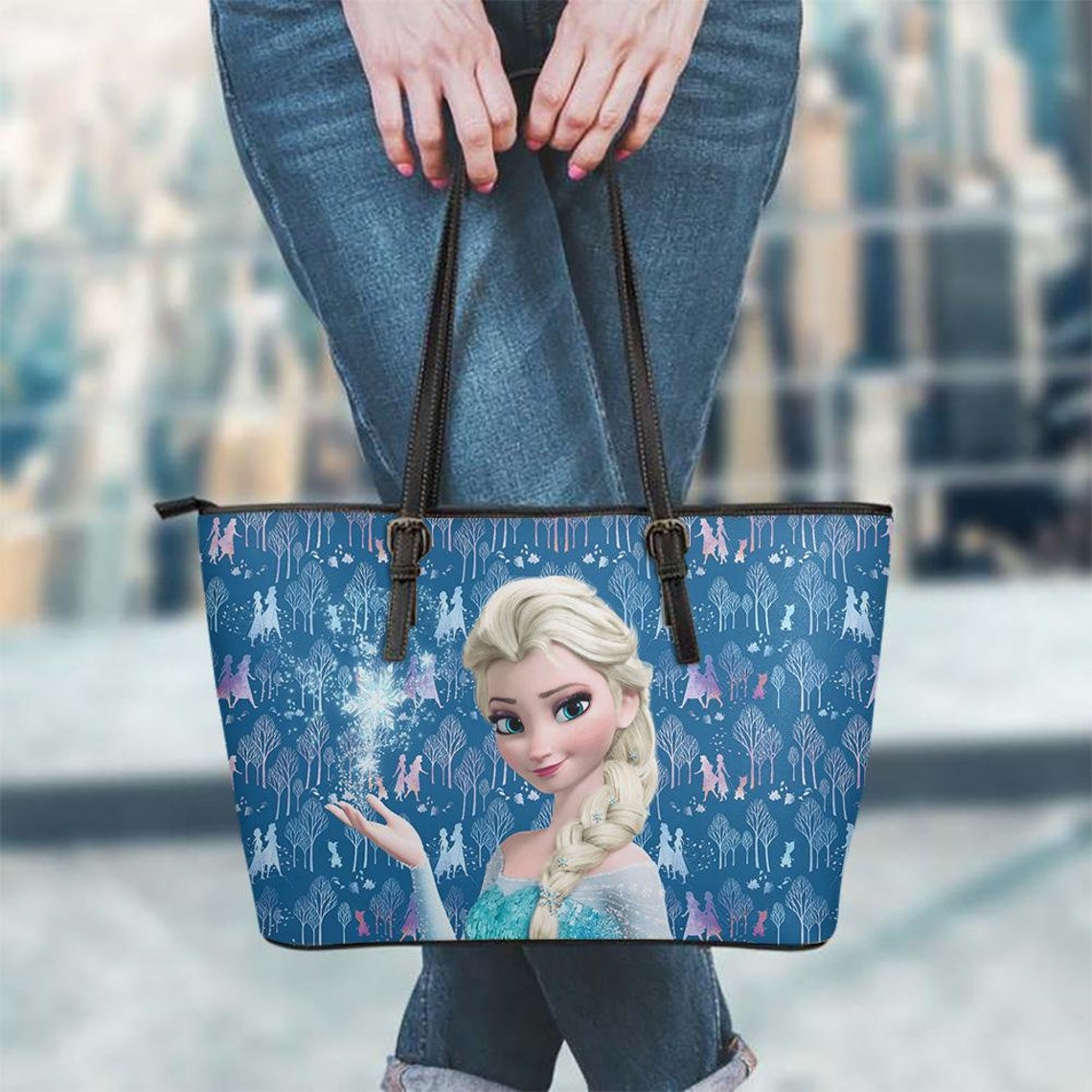 Disney Frozen Elsa PU Leather Tote Bag Disney Gift for Etsy