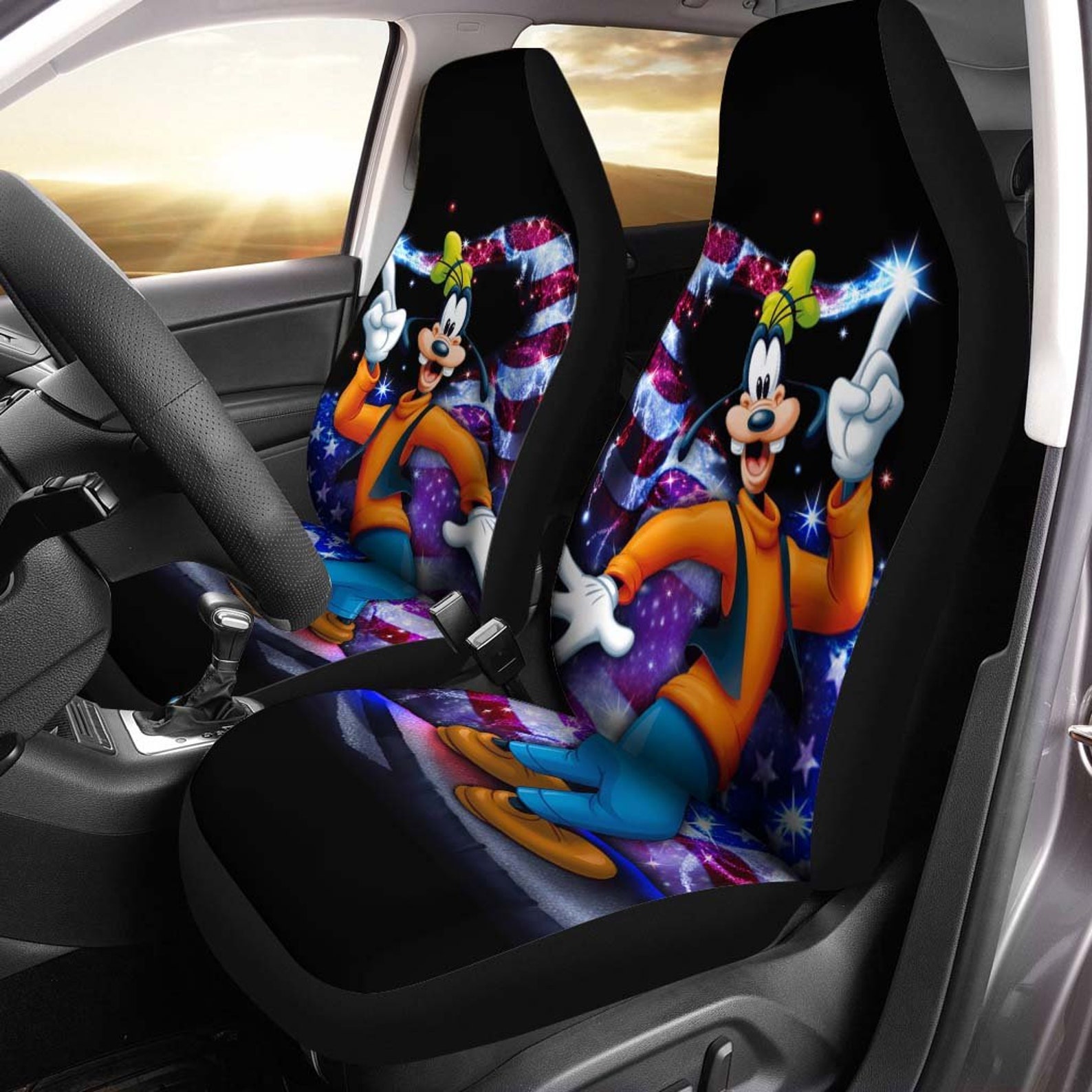 Disney Goofy Car Seat Covers Seat Covers Pair 2 Front Car Etsy
