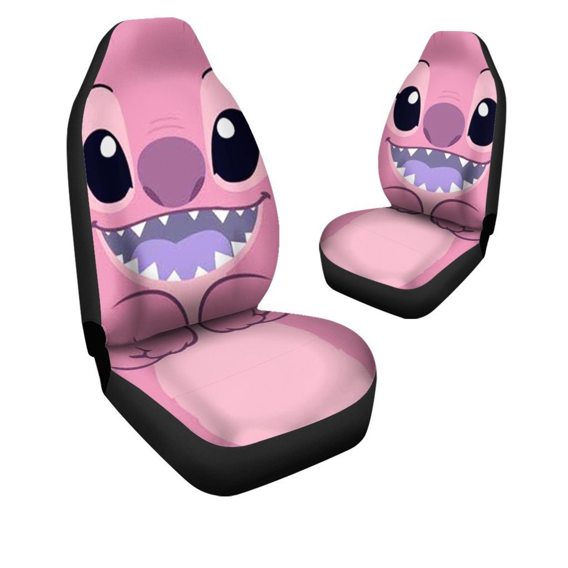 Disney Stitch Face Car Seat Covers Seat Covers Pair 2 Front Etsy