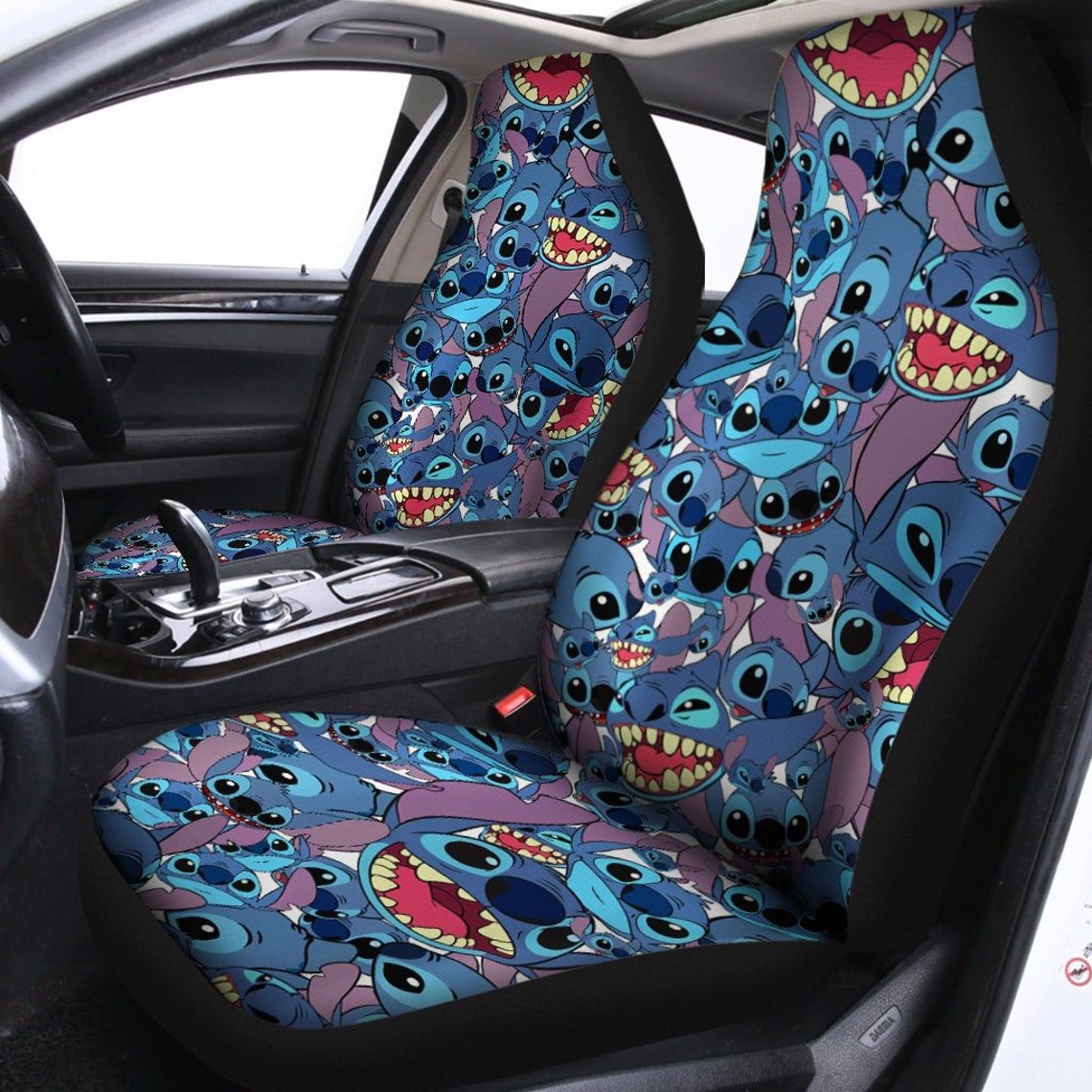 Disney Stitch Car Seat Covers Seat Covers Pair 2 Front Car Etsy