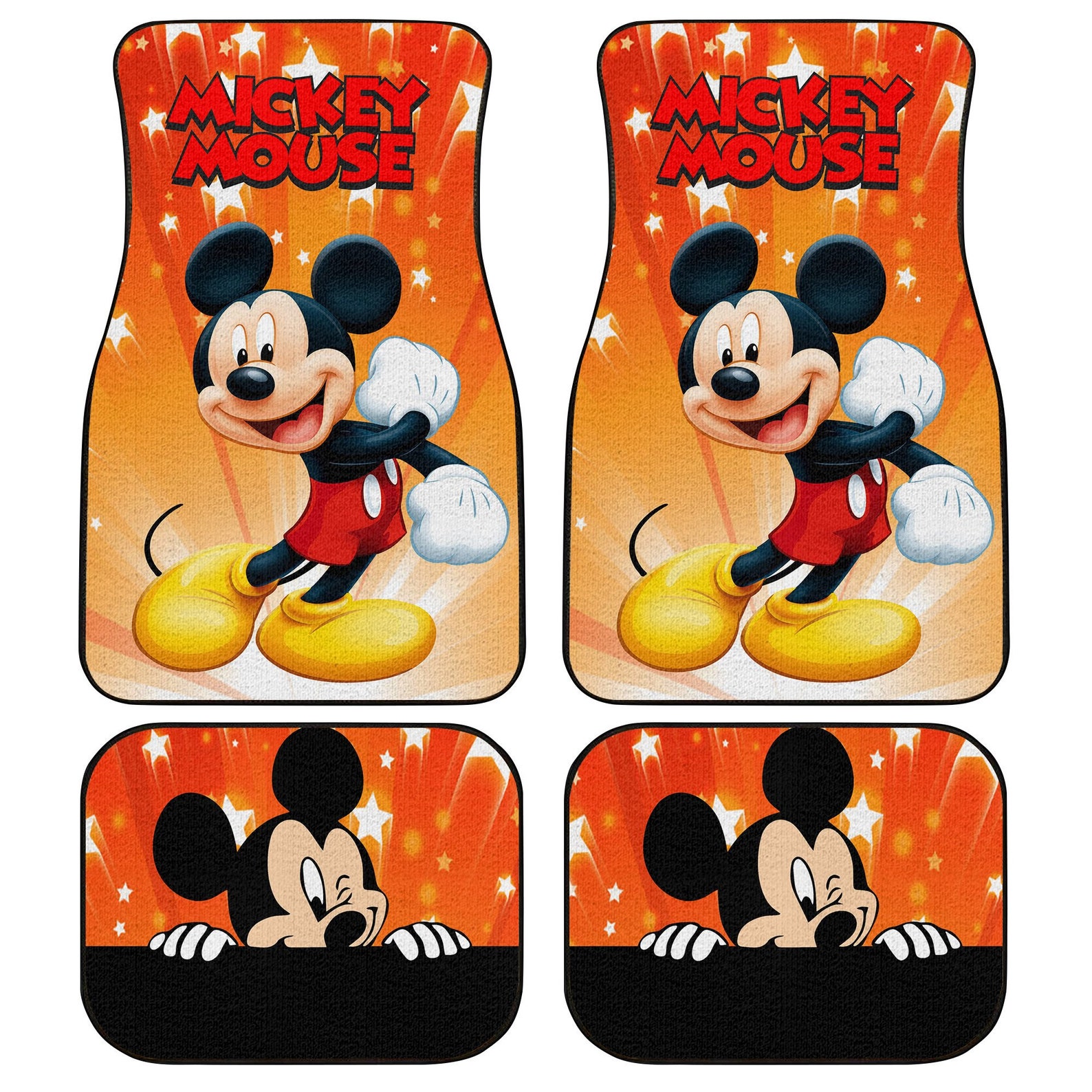 Disney Mickey Mouse 4pcs Car Floor Mats Front and Back Disney Etsy