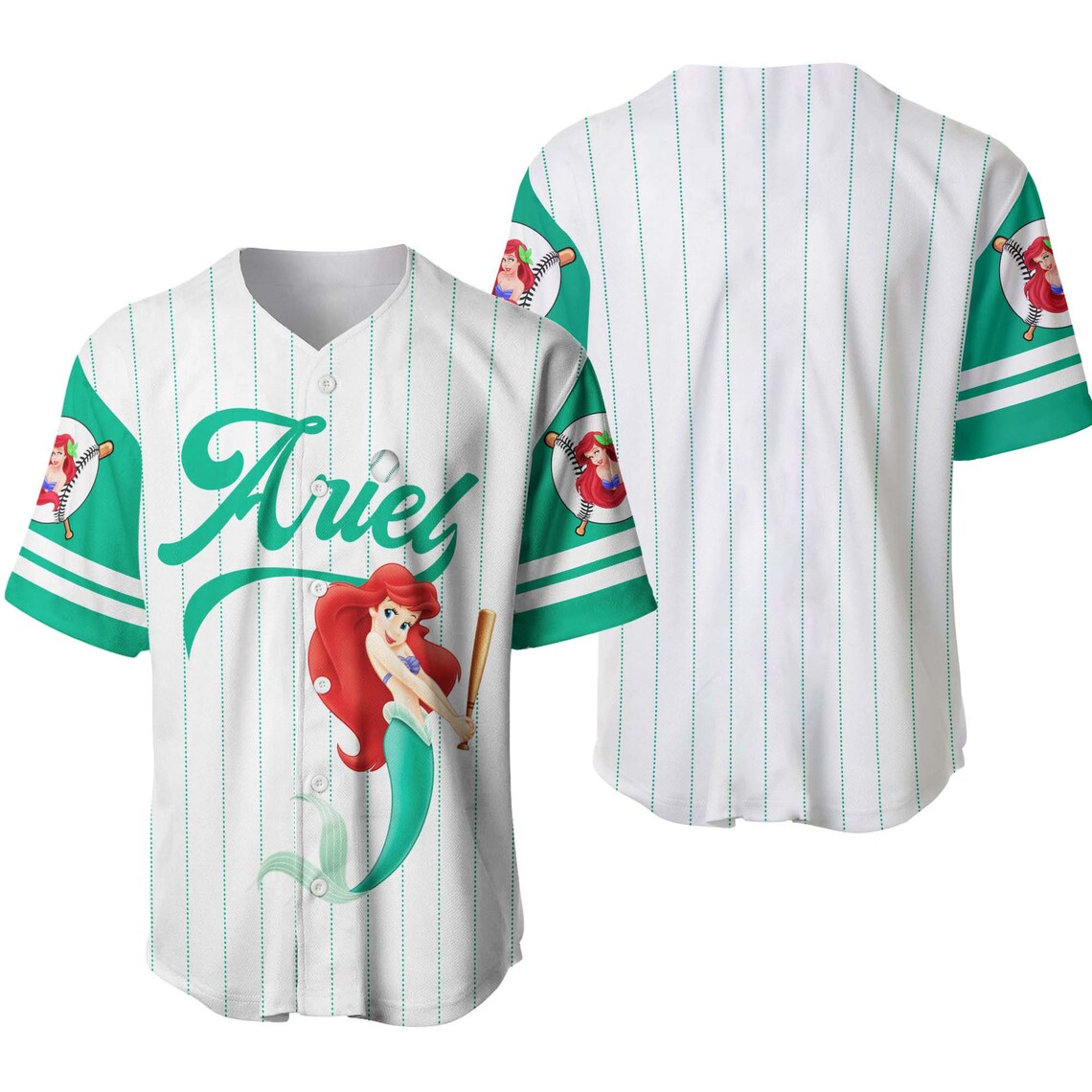Ariel Princess Player Disney Baseball Jersey Custom Number Etsy