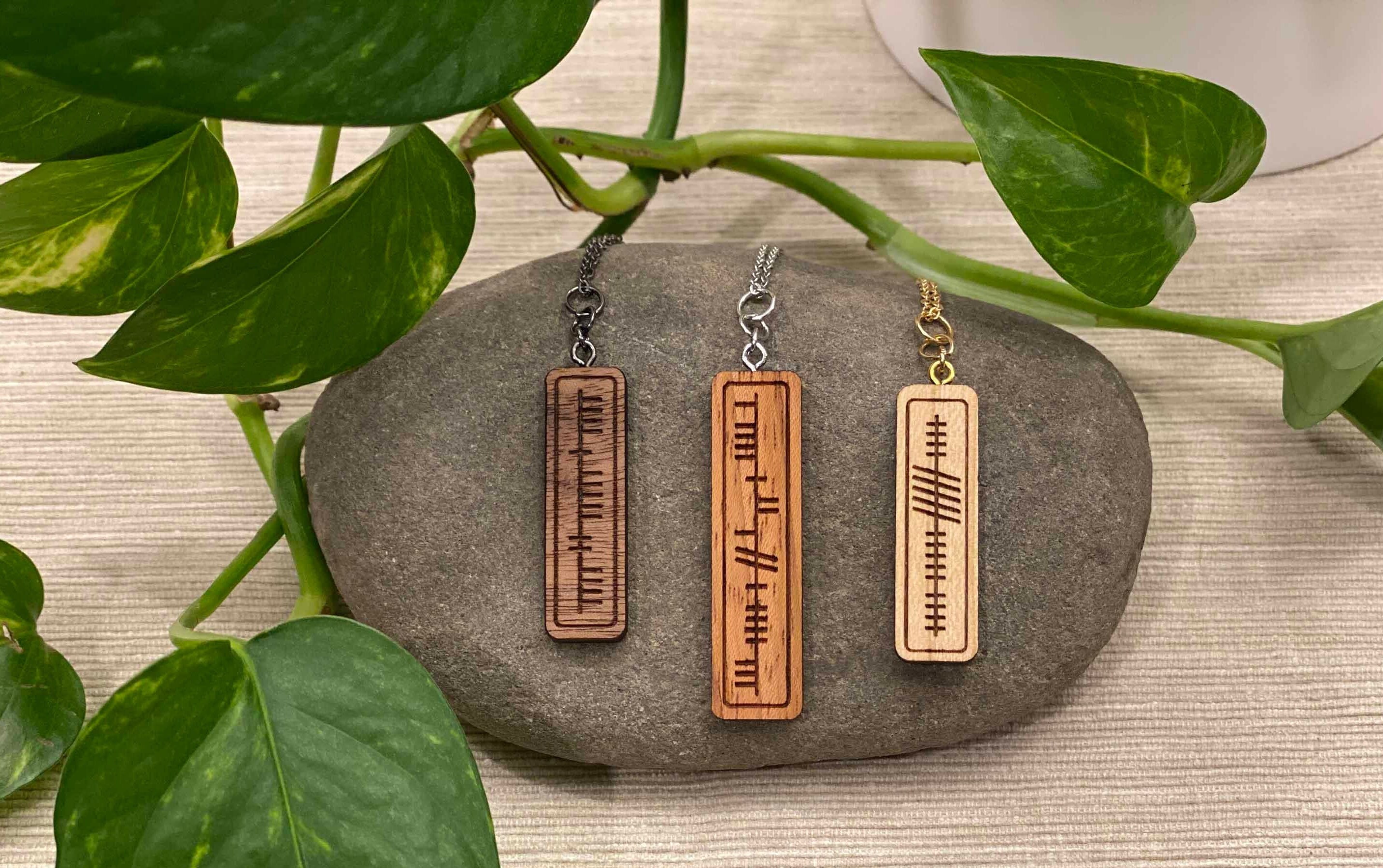 Personalized Ogham Irish Necklace Old 