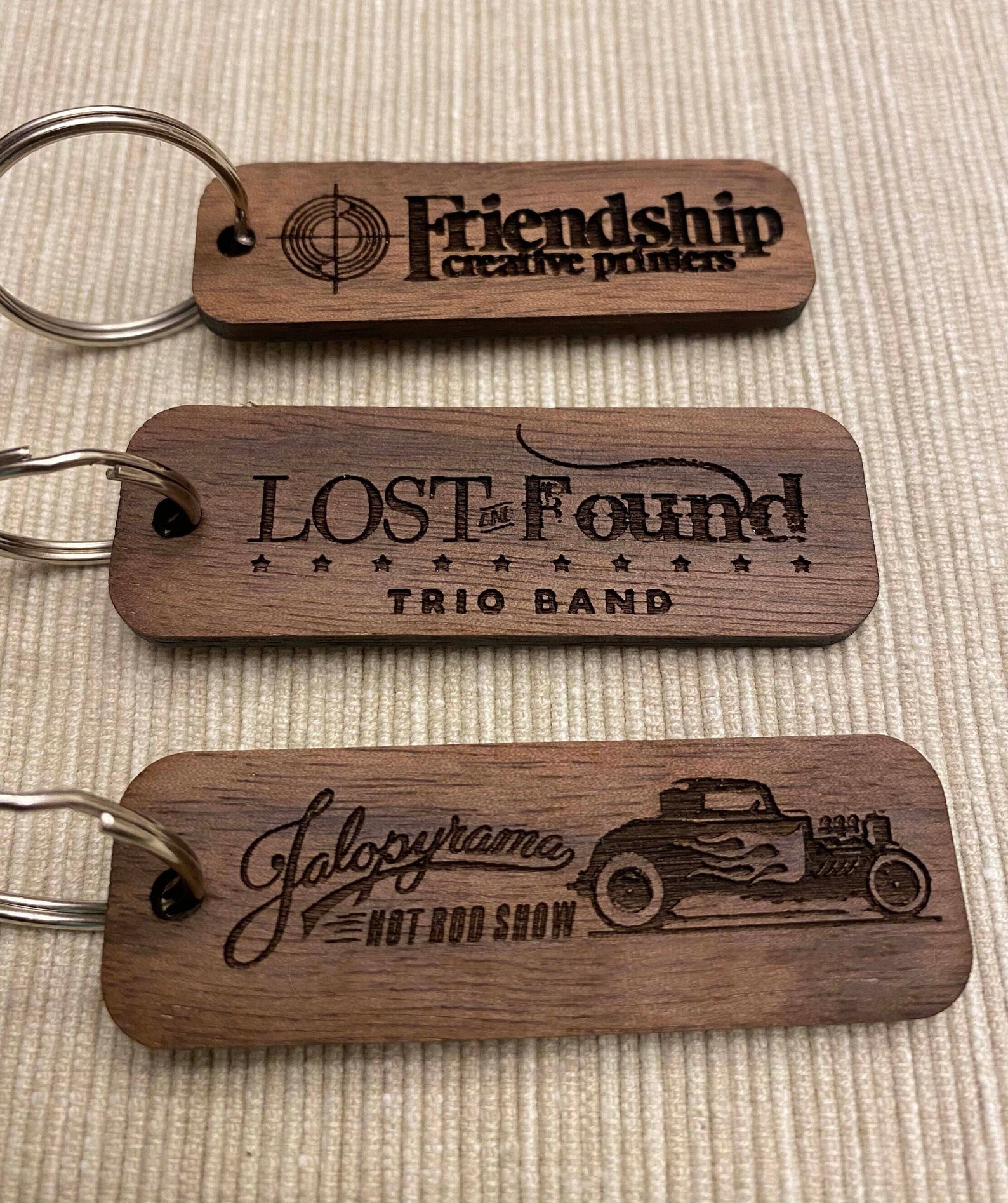 Personalized Keychain Business Logo Engraved in Wood Wedding Etsy