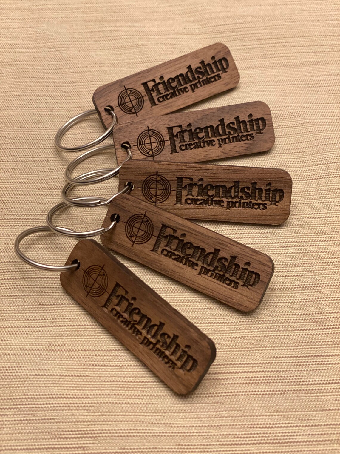 Personalized Keychain Business Logo Engraved in Wood Wedding Etsy