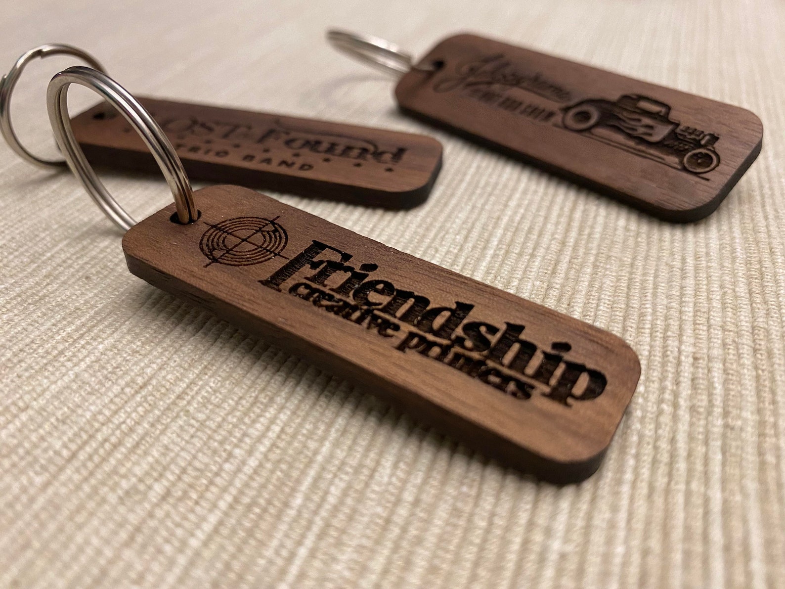 Personalized Keychain Business Logo Engraved in Wood Wedding Etsy