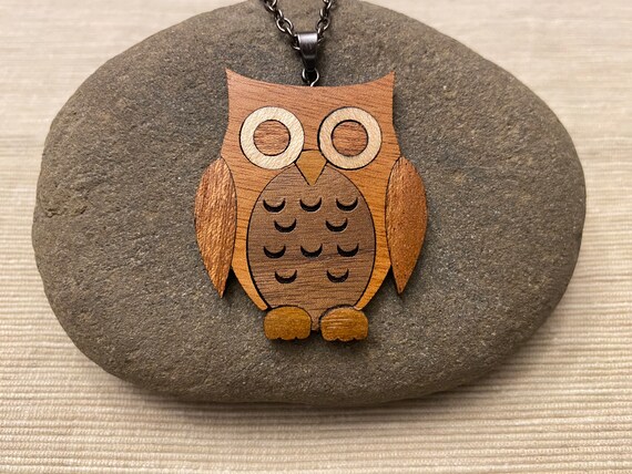 Wooden owl necklace deals