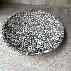 Large Set of Four Grey Design Plate