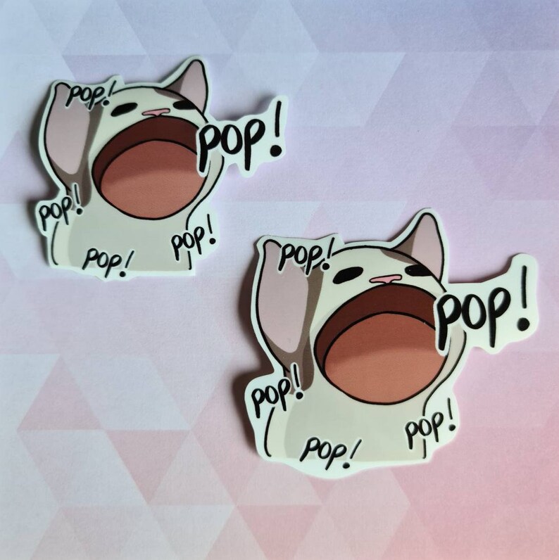Pop Cat Meme Sticker Memes Funny Sticker PopCat Sticker | Etsy