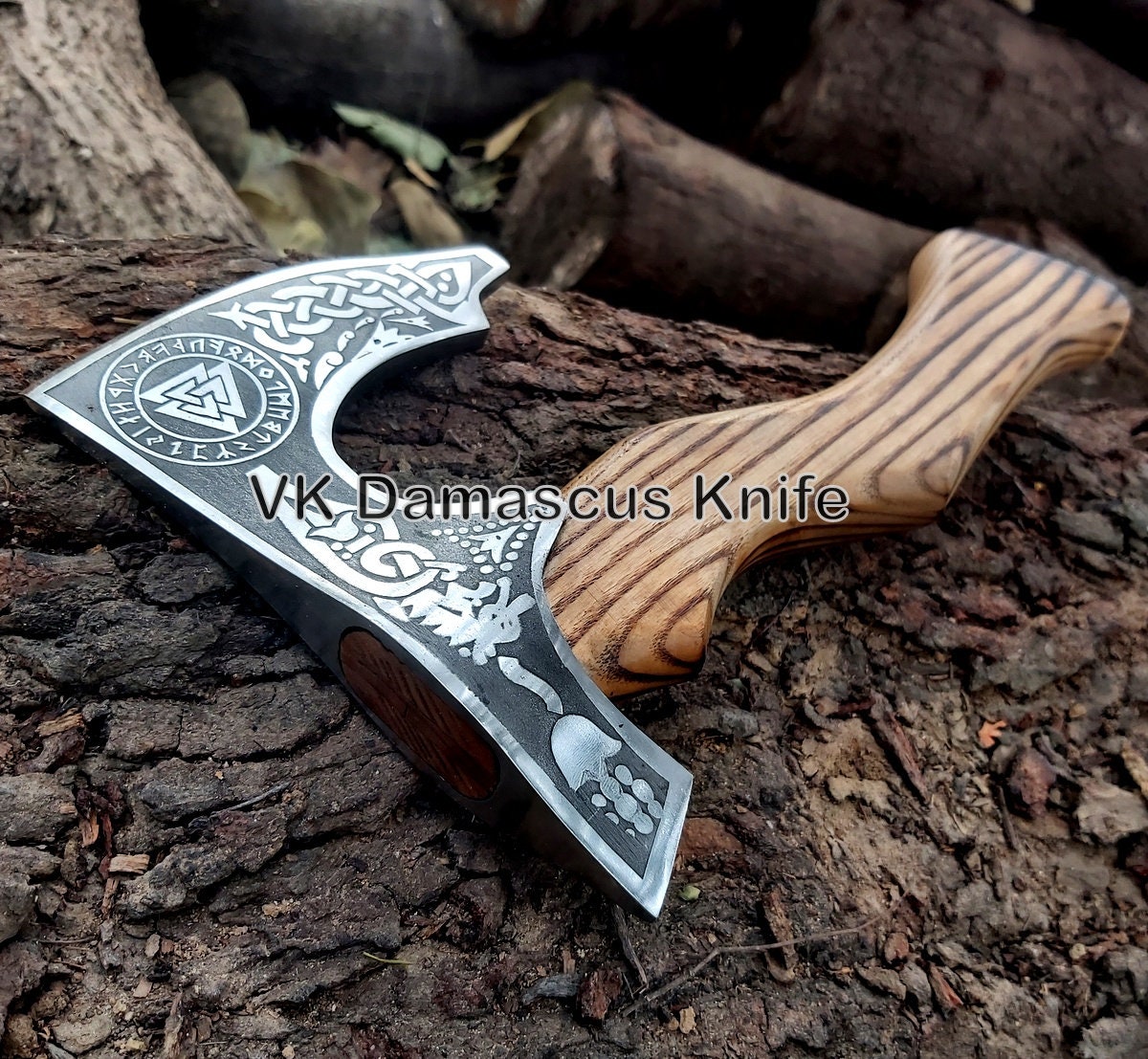 Hache Viking En Acier Au Carbone Forgé – Manche Bois, Fourreau Inclus, Neuve