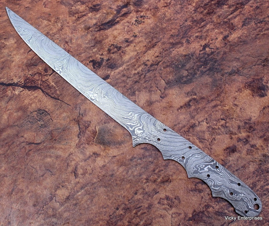 Handmade Damascus Blank Blade Fillet Knife Chef Kitchen Knife Etsy